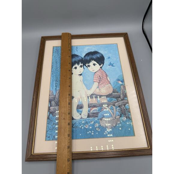 Set of 3 Vintage “Big Eyes” Prints by Lee – 1970s Framed Wall Art – Boy & Girl - Picture 10 of 11